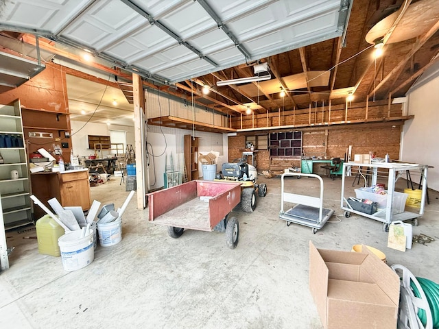 garage with a garage door opener