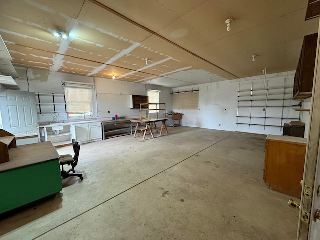 garage featuring a workshop area