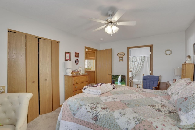 bedroom with a closet and ceiling fan