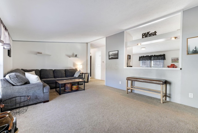 living area with carpet flooring