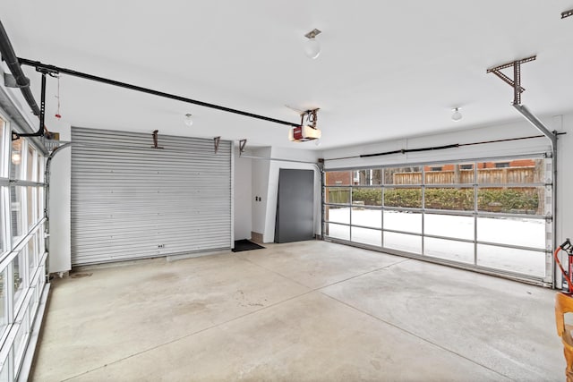 garage with a garage door opener