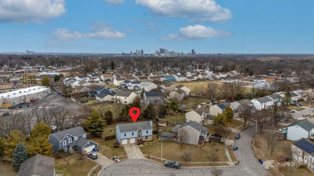 drone / aerial view with a residential view