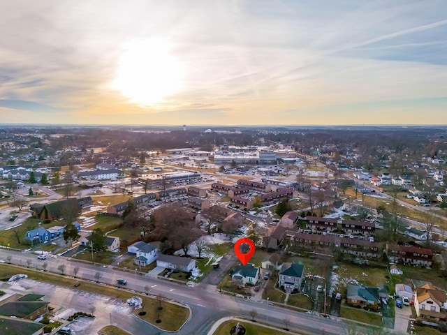 aerial view at dusk with a residential view