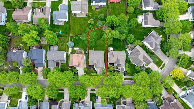 6266 Misty Cove Ln, Columbus, OH 43231 - aerial perspective of suburban area featuring property boundaries highlighted