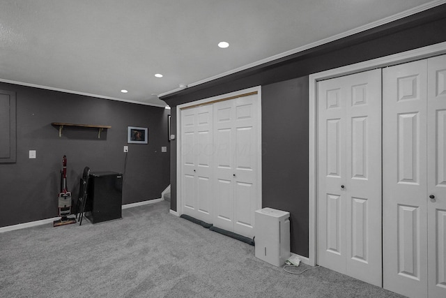 interior space with recessed lighting and baseboards