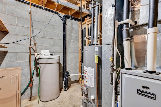 utility room featuring gas water heater