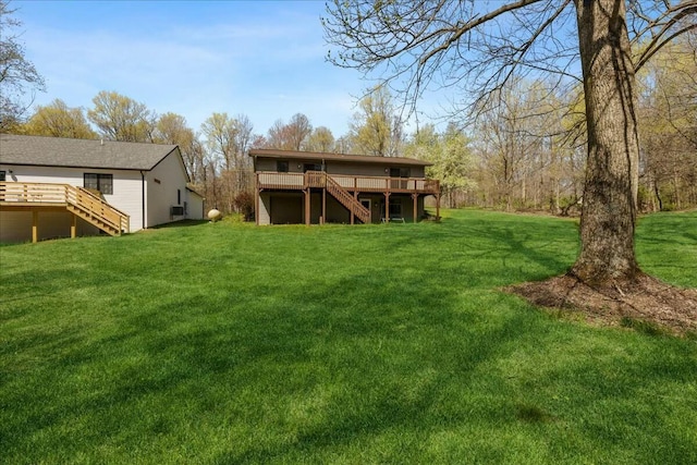 14580 Monroe Mills Rd, Mount Vernon, OH 43050 - view of yard featuring a wooden deck and stairs