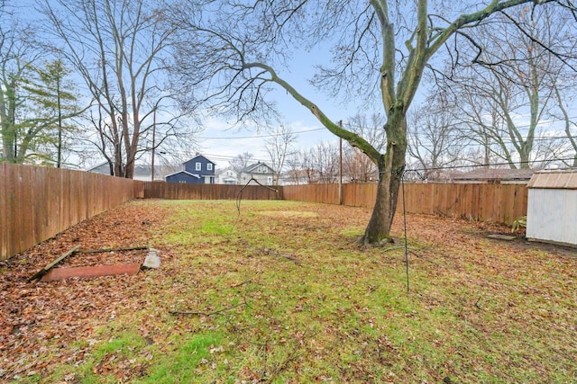 view of yard featuring a fenced backyard