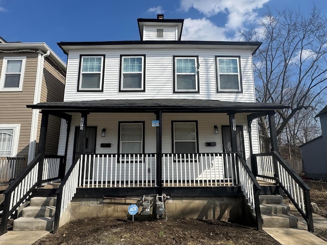 view of front facade featuring covered porch