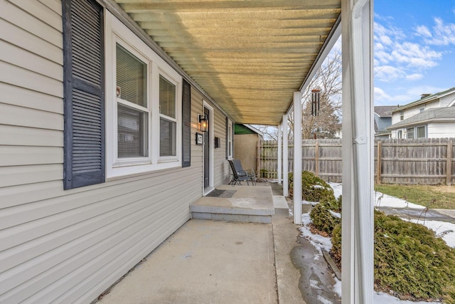 view of patio / terrace featuring fence