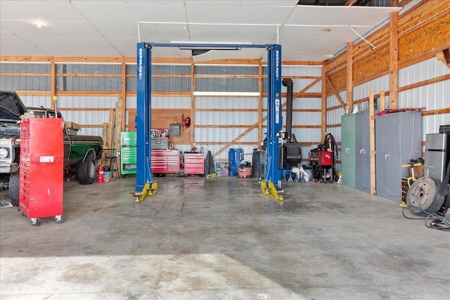 garage featuring metal wall