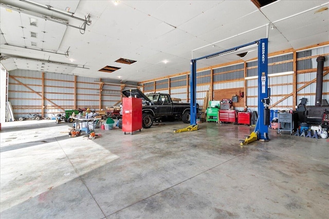 garage featuring metal wall