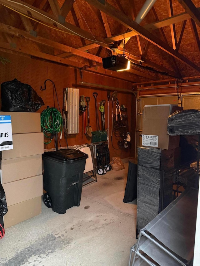 garage featuring a garage door opener