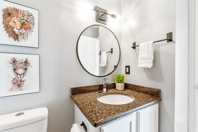 half bath featuring toilet and vanity