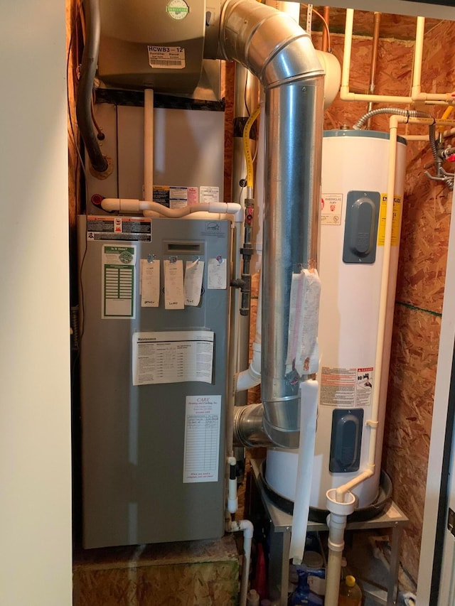 utilities with water heater and heating unit