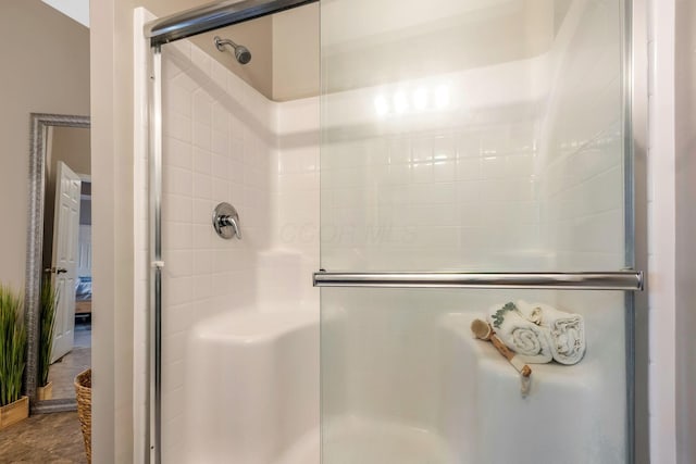 full bathroom featuring a shower with shower door