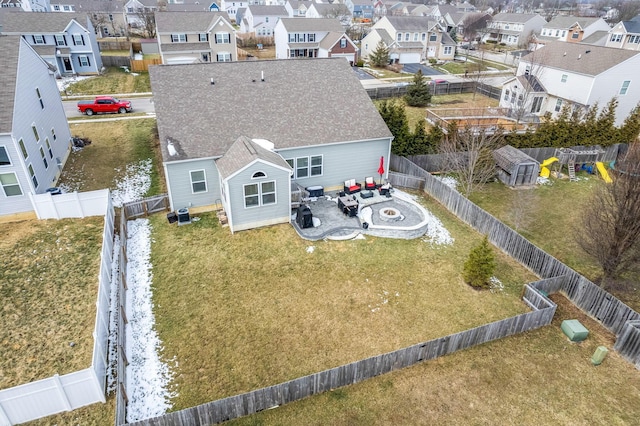 aerial view with a residential view