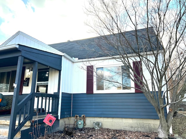 view of side of property featuring board and batten siding