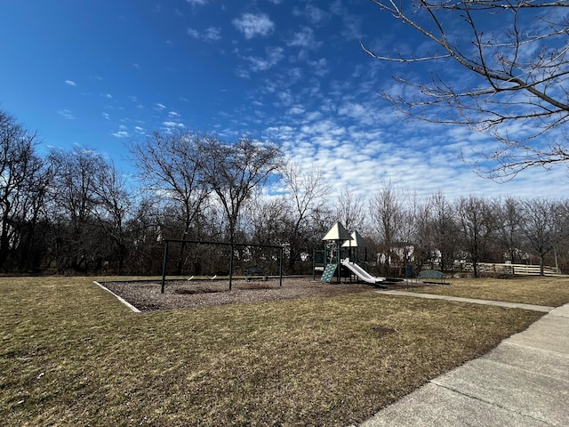 view of yard featuring playground community