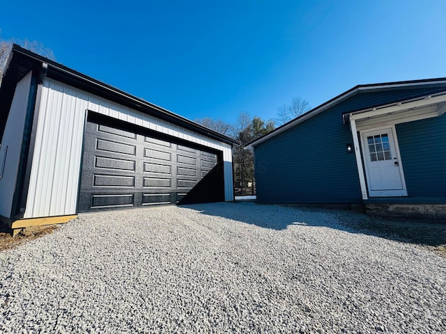 view of detached garage