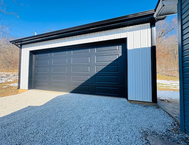 view of detached garage