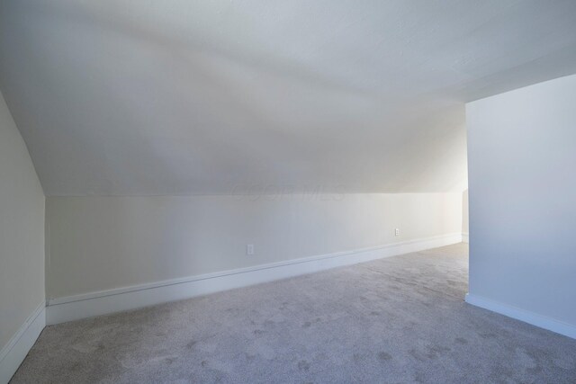 additional living space with lofted ceiling, baseboards, and carpet floors