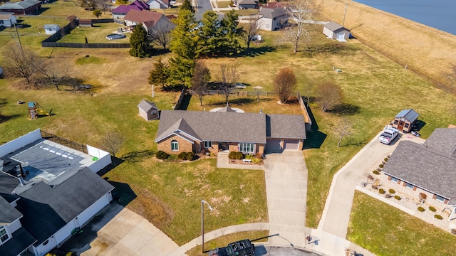 drone / aerial view with a residential view