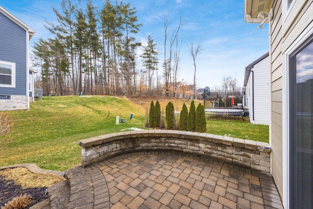 view of patio / terrace featuring a trampoline