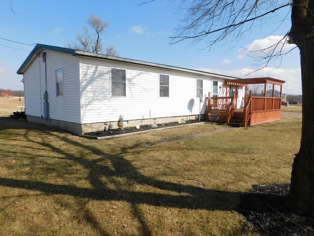 17916 Allen Center Rd, Marysville, OH 43040 - back of property featuring a yard and a wooden deck