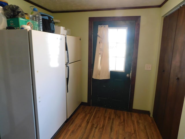 17916 Allen Center Rd, Marysville, OH 43040 - doorway with crown molding, baseboards, and wood finished floors