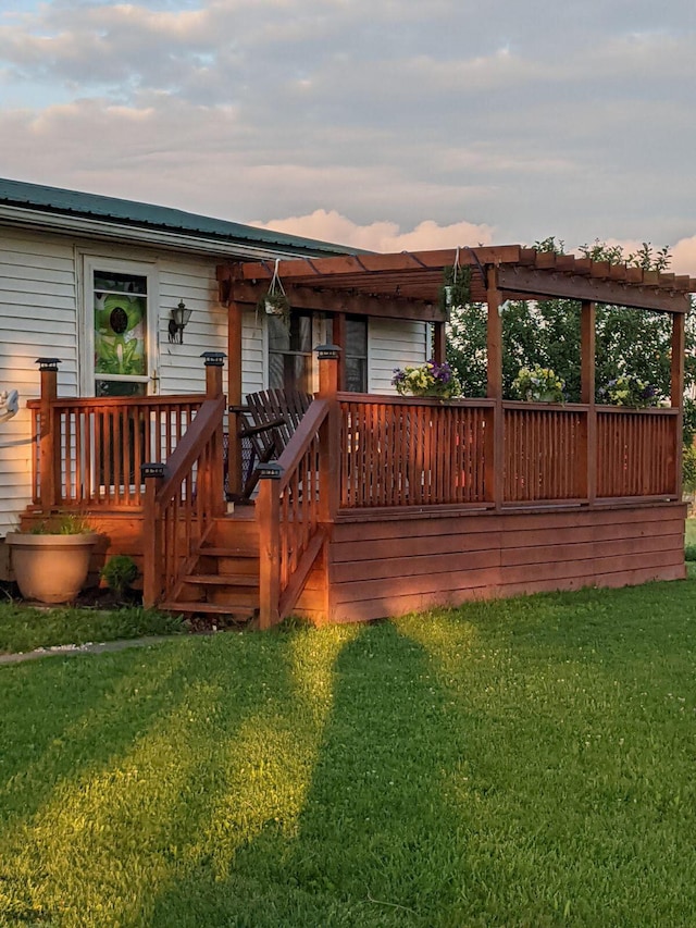 17916 Allen Center Rd, Marysville, OH 43040 - back of house featuring a yard and a wooden deck