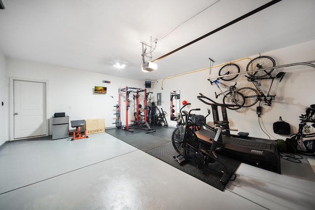 garage with a garage door opener