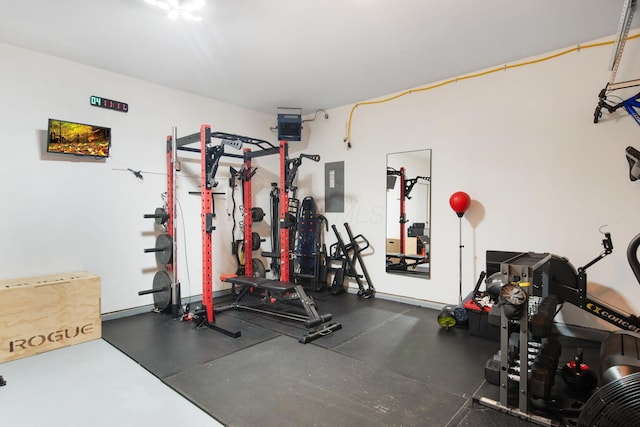 exercise room with electric panel