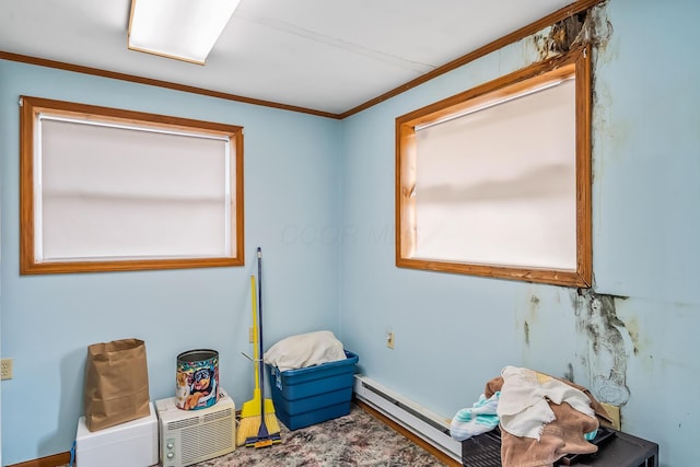 interior space with ornamental molding