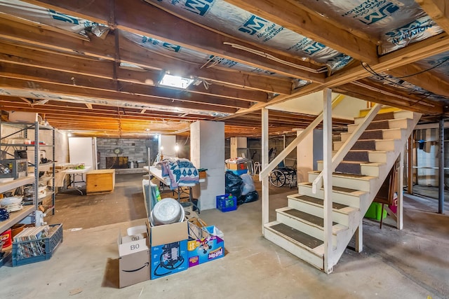 unfinished basement with stairs