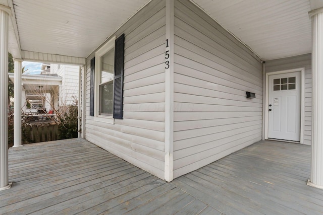 deck with a porch