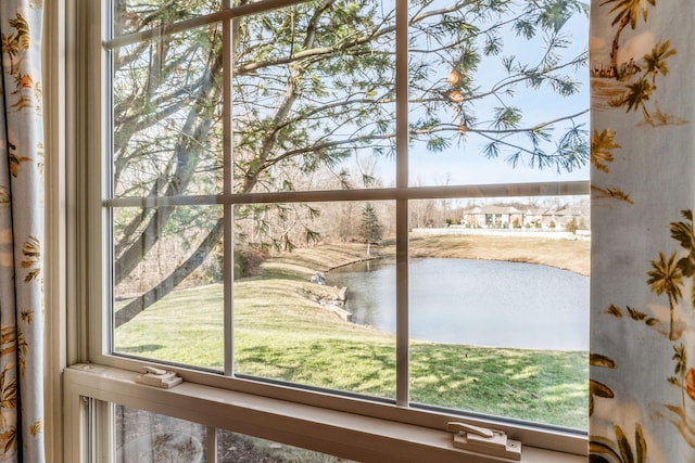 entryway featuring a water view