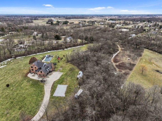 drone / aerial view with a rural view