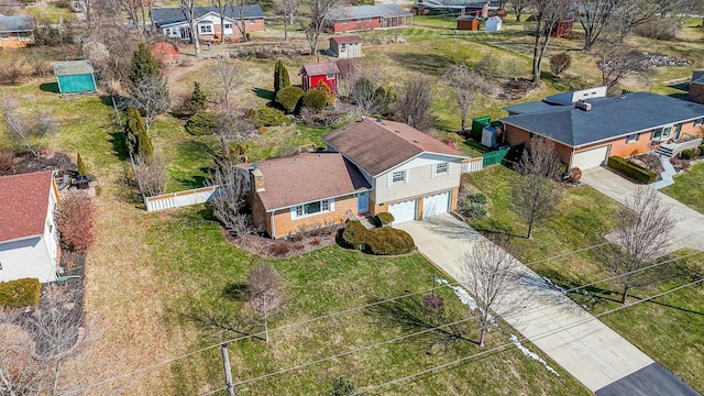 aerial view with a residential view