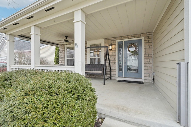 property entrance with a porch