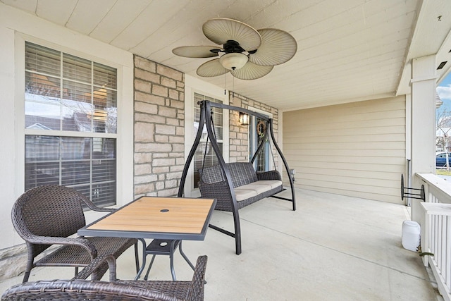 view of patio / terrace featuring a porch and a ceiling fan