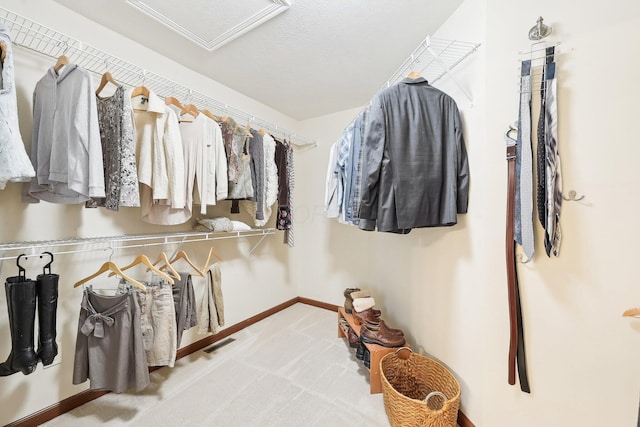 spacious closet with carpet floors