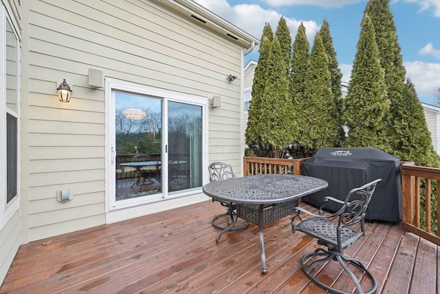 wooden deck with grilling area