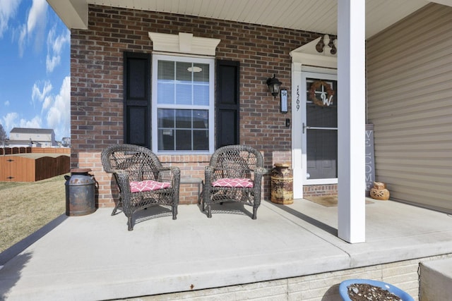 view of patio with covered porch and area for grilling