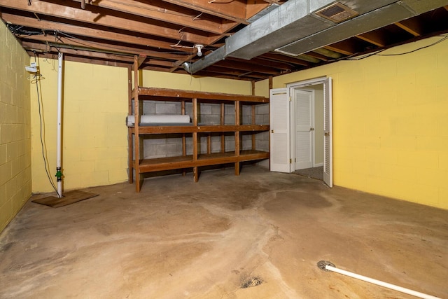 unfinished basement with visible vents