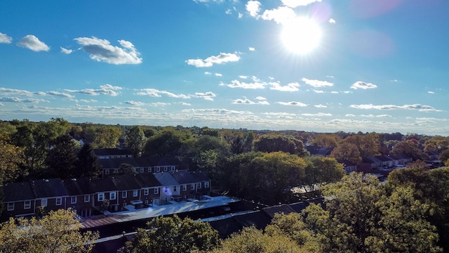 drone / aerial view with a forest view