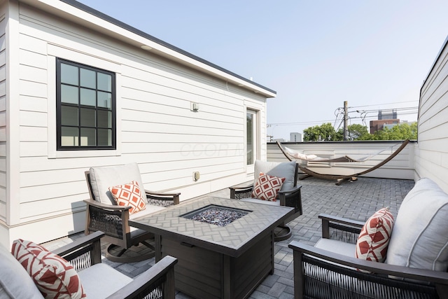 37 W Whittier St, Columbus, OH 43206 - view of patio / terrace featuring an outdoor living space with a fire pit