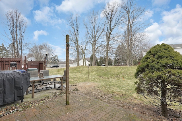 view of patio / terrace with a grill and fence