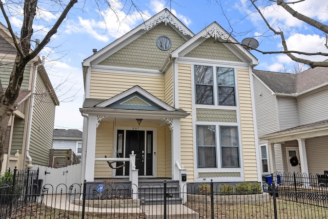 view of front of house featuring a fenced front yard