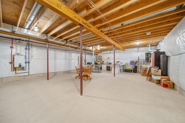 view of unfinished basement